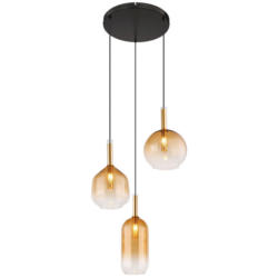 GLOBO Pendelleuchte amber schwarz Metall Glas H/D: ca. 150x43 cm G9 3 Brennstellen