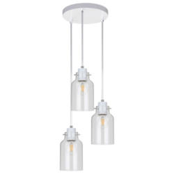 SPOT Light Pendelleuchte Alessandro 1760332 silber transparent Metall Glas H/D: ca. 105x36 cm E27 3 Brennstellen