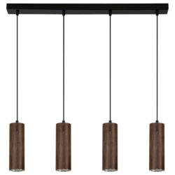 SPOT Light Pendelleuchte Pipe 1559404 schwarz dunkelbraun Metall Holz B/H/T: ca. 76x110x5 cm GU10 4 Brennstellen