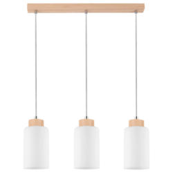 SPOT Light Pendelleuchte 1720360 Bosco weiß transparent birke Glas Holz B/H/L: ca. 9,5x110x52 cm E27 3 Brennstellen