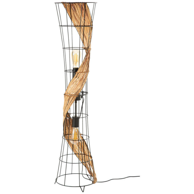 Nowa Stehleuchte 40740208 natur schwarz Metall H/D: ca. 110x25 cm E27 2 Brennstellen
