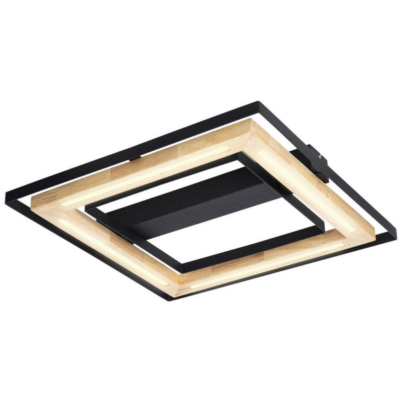 Nowa LED-Deckenleuchte 62274608 natur schwarz Metall Bambus B/H/T: ca. 46x6x46 cm 1 Brennstellen