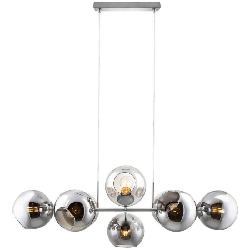 Nowa Pendelleuchte 31240802 nickel matt Rauchglas Metall B/H/T: ca. 100x150x38 cm E27 8 Brennstellen