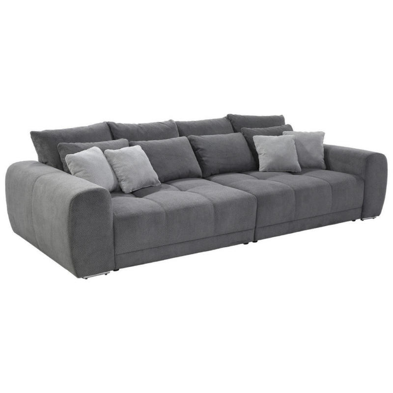 Big Sofa grau Velourstoff B/H/T: ca. 306x86x134 cm