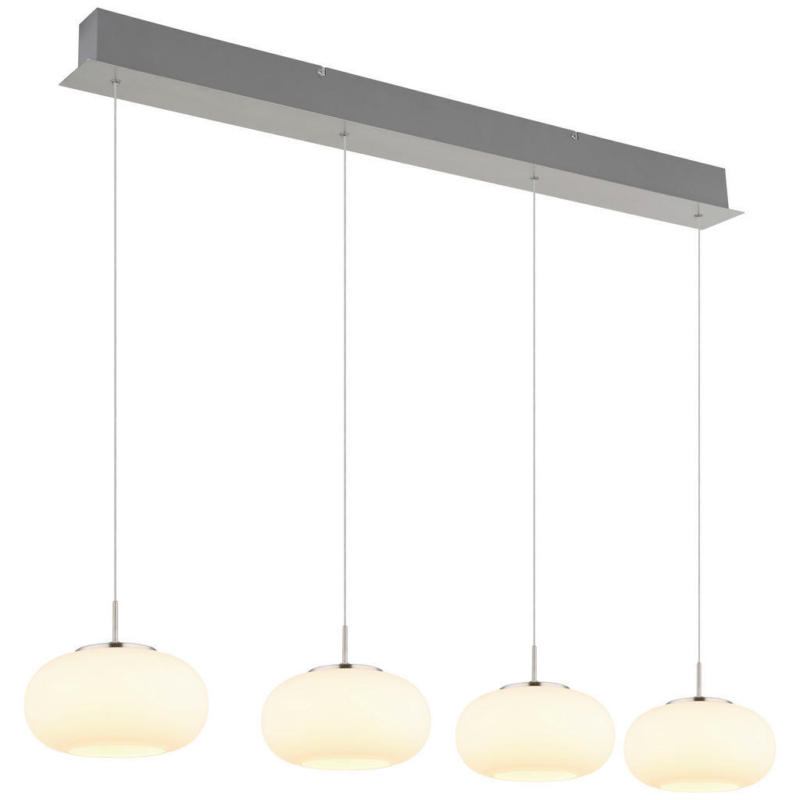 GLOBO LED-Pendelleuchte Opal nickel matt transparent Metall Glas B/H/T: ca. 110x150x20 cm 1.0 Brennstellen