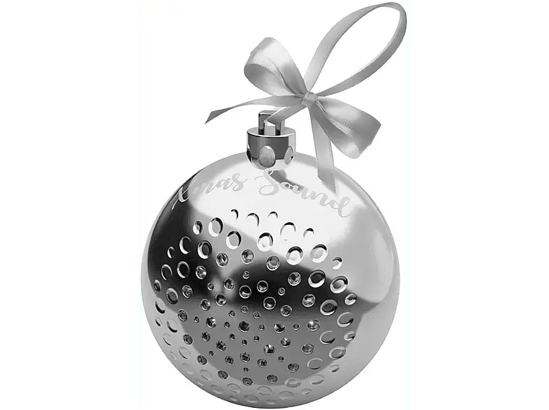 SBS 86951 Kabelloser Weihnachtslautsprecher - Christbaumkugel, Silber; Bluetooth Lautsprecher