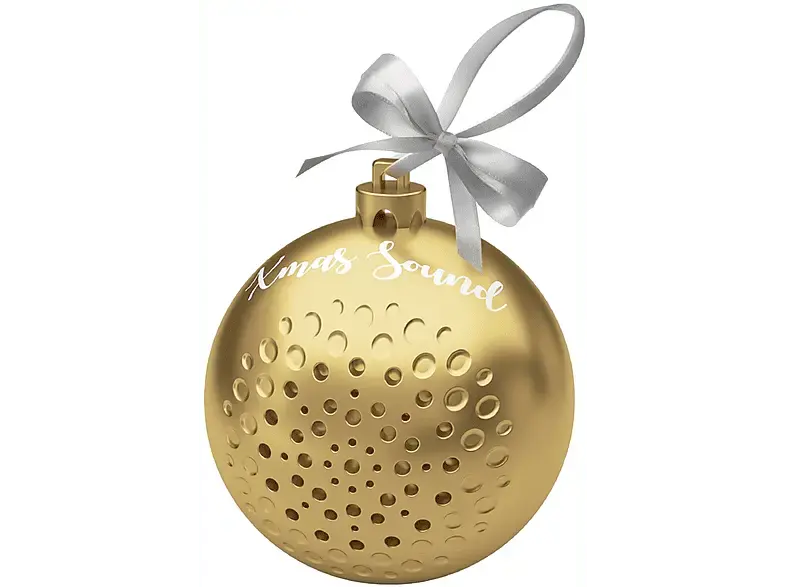 SBS 86968 Kabelloser Weihnachtslautsprecher - Christbaumkugel, Gold; Bluetooth Lautsprecher