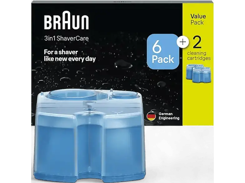 Braun Rasierer-Reinigungsstation Nachfüllkartuschen 6+2 Pack; Reinigungskartuschen
