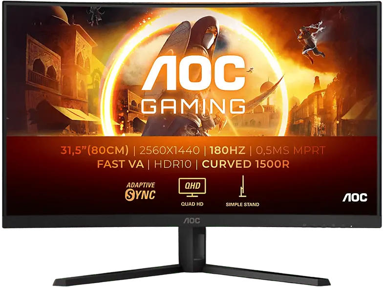 AOC CQ32G4VE 31.5 Zoll QHD Gaming Curved Monitor (0.5 ms Reaktionszeit, 180 Hz); Gaming Monitor