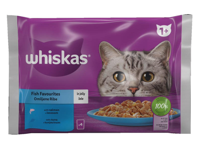 WHISKAS Пауч за котки избрани видове