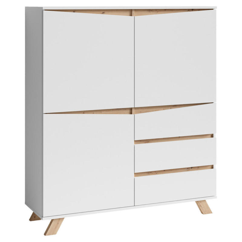 Highboard VALENTIN weiß Eiche Nachbildung B/H/T: ca. 120x142x38 cm