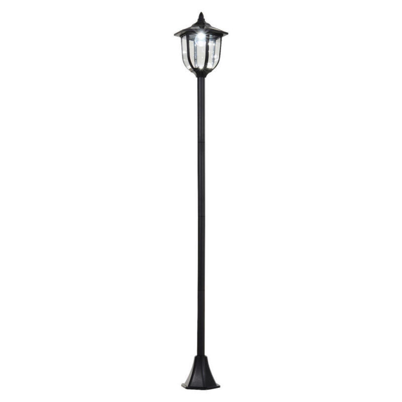 Gartenlaterne mit LED schwarz Kunststoff Edelstahl H/D: ca. 177x27 cm