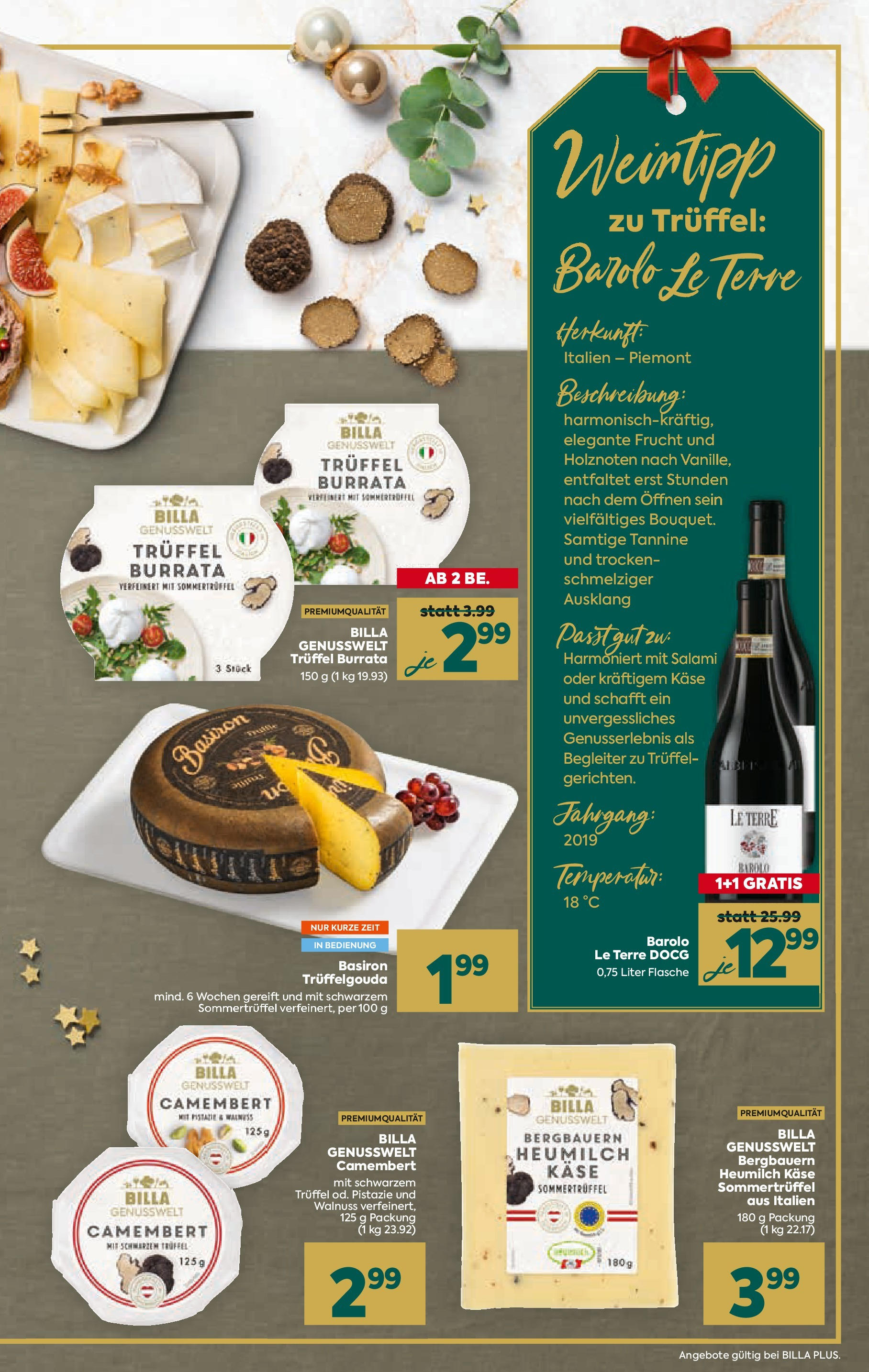 Billa Plus Flugblatt 28.11.2024 | WEIHNACHTEN | Seite: 9 | Produkte: Käse, Salami