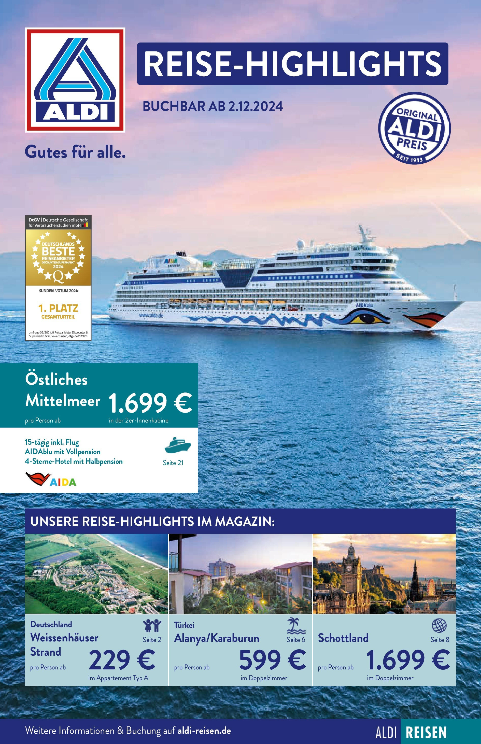 Aldi Reisemagazin (ab 02.12.2024) » Angebote Online | Seite: 1