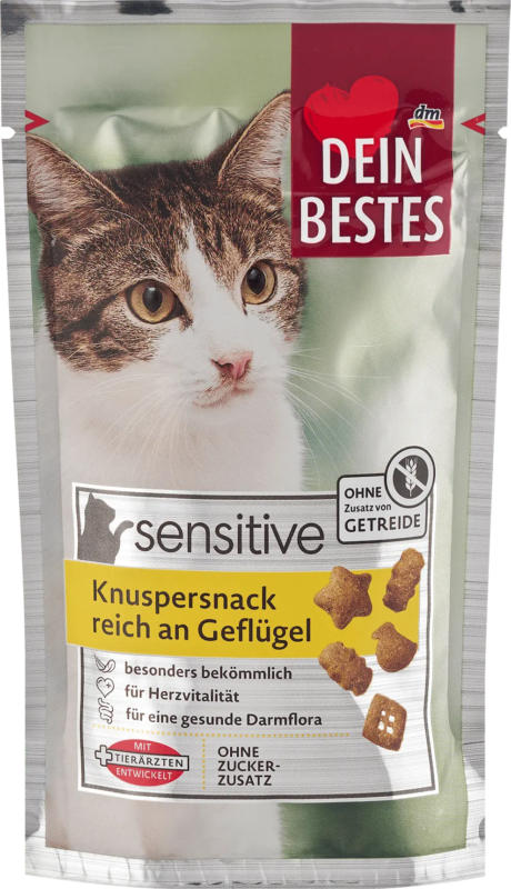 Dein Bestes Katzenleckerli Knuspersnack sensitive reich an Geflügel