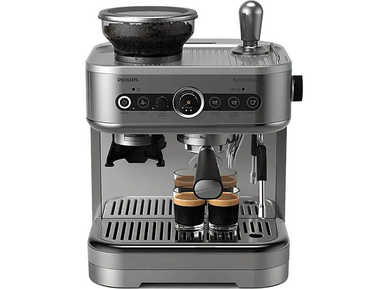 Philips PSA3218/10 Barista Brew Halbautomatische Espressomaschine (Metall, Schwarz, Konisches Mahlwerk aus Metall, 1350 Watt, 15 bar)