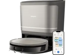 Philips XU9100/10 HomeRun 9000 Series Aqua mit Wischfunktion und App, Hindernissenerkennung, Saugroboter (Metallic/Schwarz, Laufzeit: 280 Min., 66 dB(A))