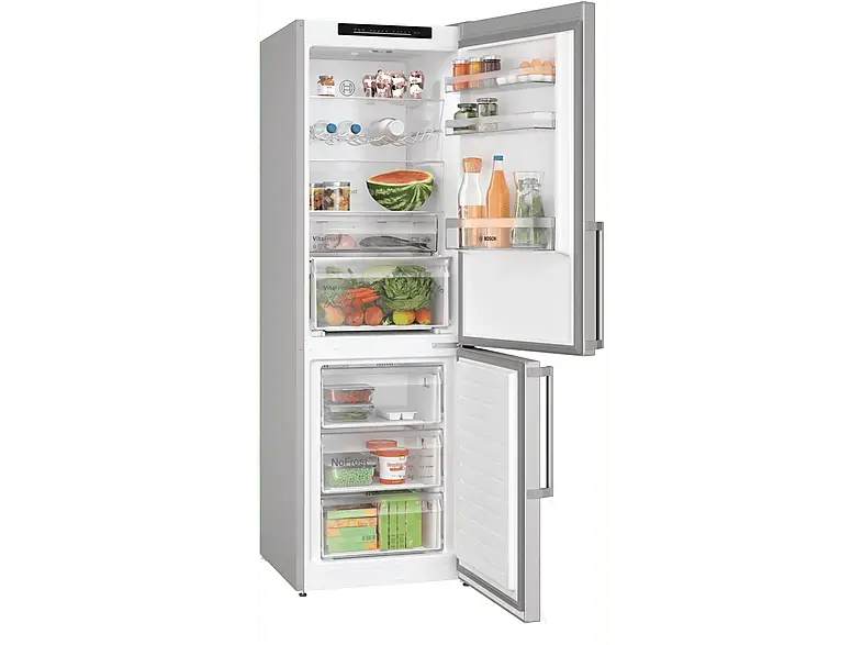 Bosch KGN36VICT Serie 4 Kühl- und Gefrierkombination (C, 321 l, 1860 mm hoch, Standgerät, No Frost (verminderte Eisbildung), Edelstahl (mit Antifingerprint))