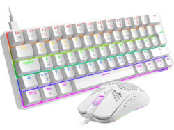 ISY IGB-1000 Gaming Set, Mechanische Tastatur 60% Layout, qwertz, RGB Maus mit 7200 dpi, Weiß