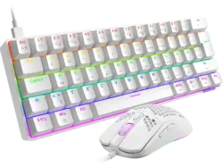 ISY IGB-1000 Gaming Set, Mechanische Tastatur 60% Layout, qwertz, RGB Maus mit 7200 dpi, Weiß