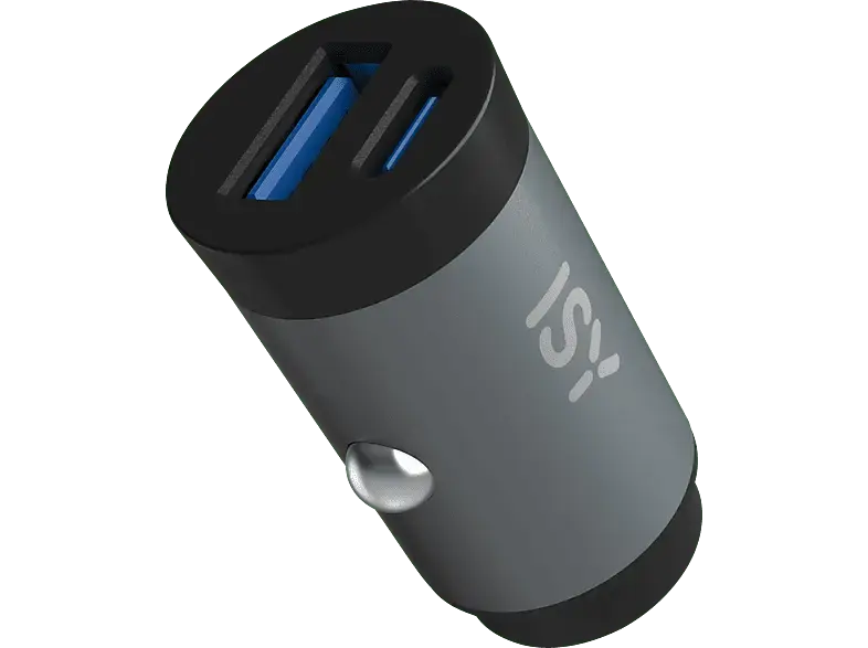 ISY Power Delivery Mini Auto-Ladeger&auml;t ICC-5030-AC Universal 32 Watt, Grau/Schwarz; Kfz-Ladeger&auml;t