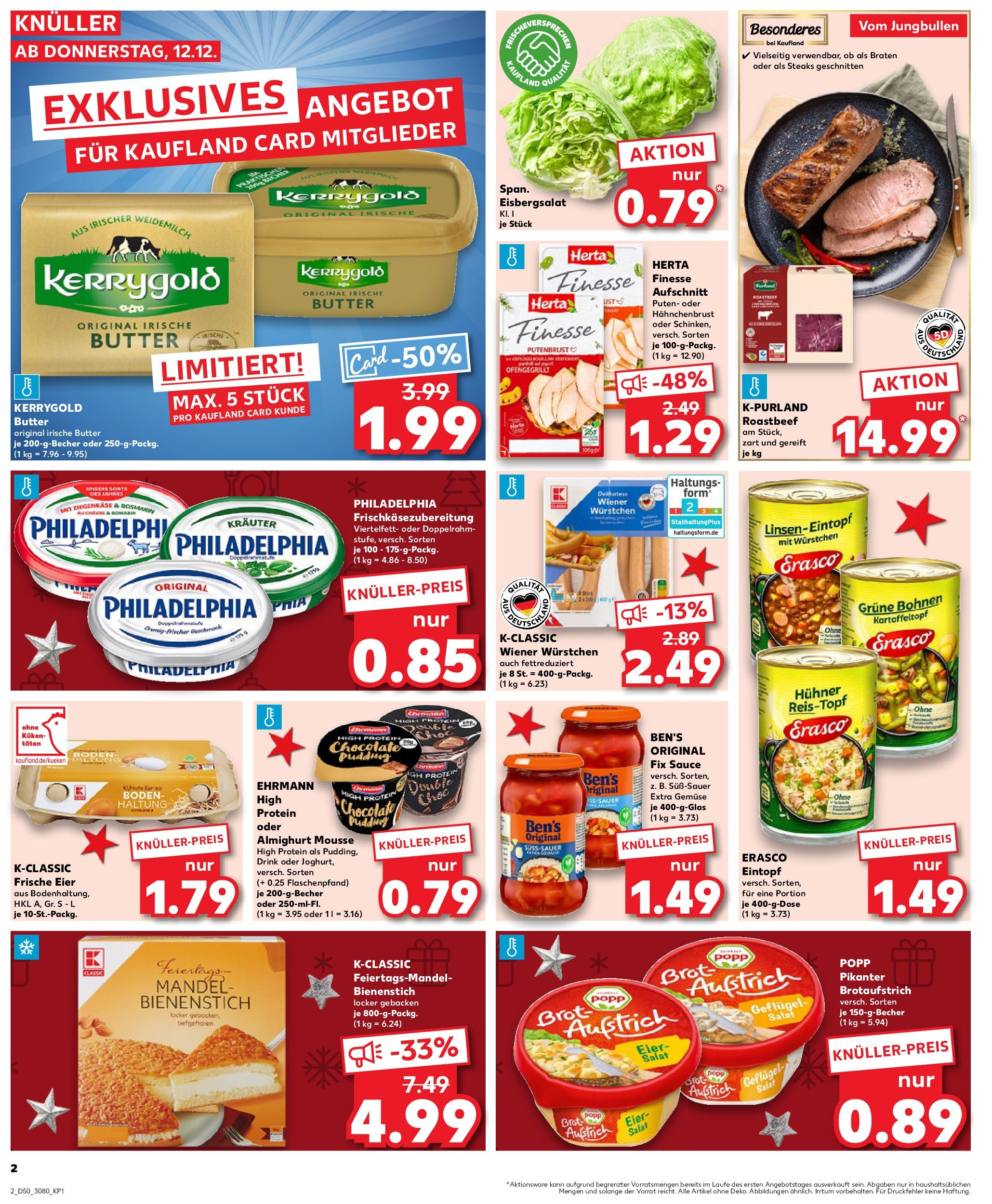 Kaufland - Kaufland: Wochenangebote (ab 11.12.2024) » Angebote Online zum Blättern | Seite: 2 | Produkte: Philadelphia, Roastbeef, Brot, Salat