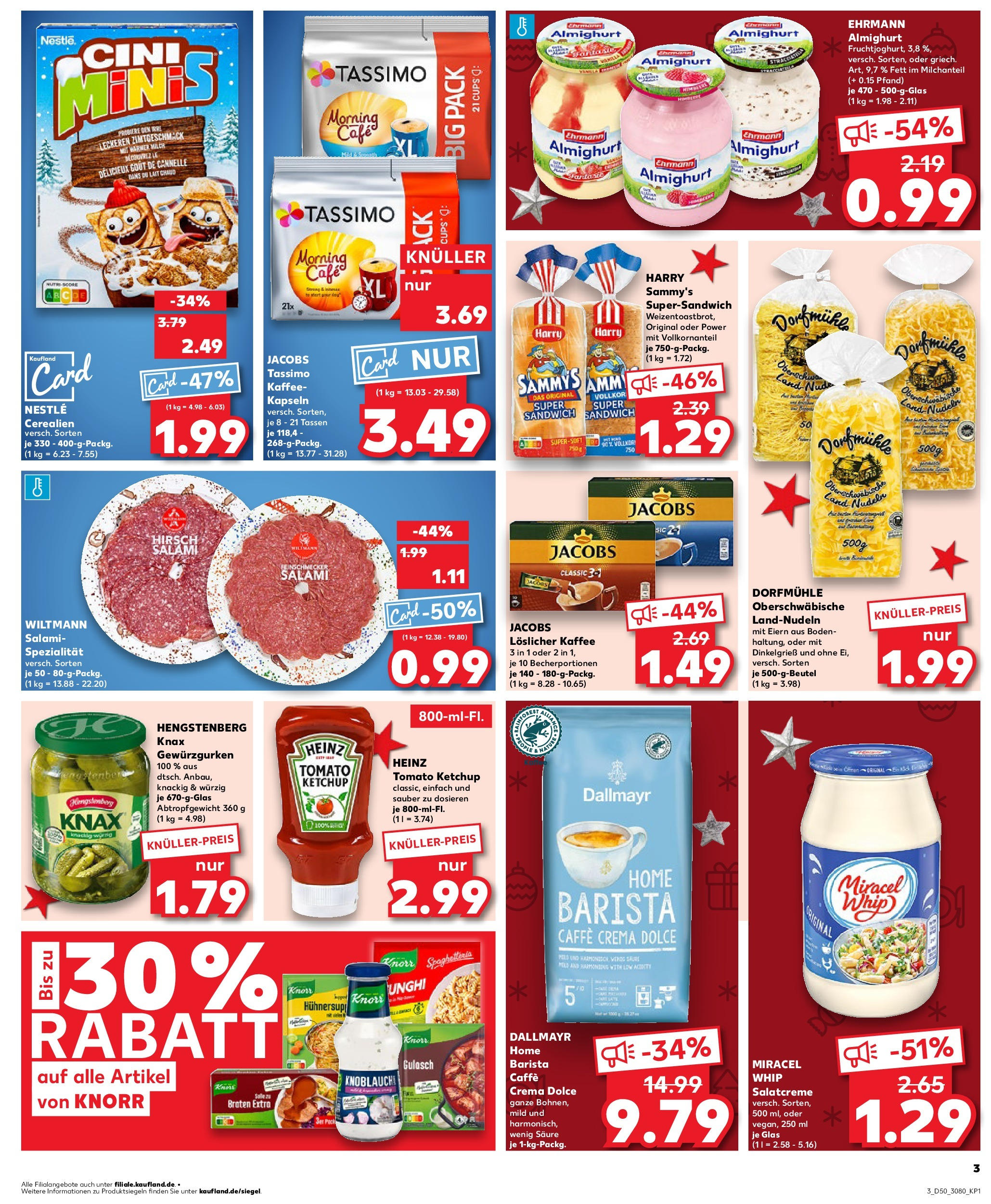 Kaufland - Kaufland: Wochenangebote (ab 11.12.2024) » Angebote Online zum Blättern | Seite: 3 | Produkte: Knorr, Salami, Ketchup, Tassimo