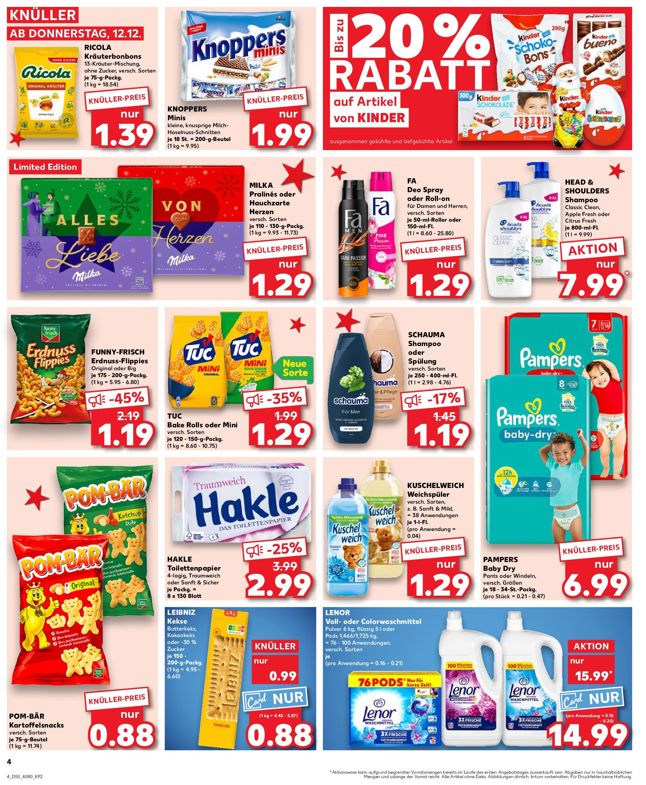 Kaufland - Kaufland: Wochenangebote (ab 11.12.2024) » Angebote Online zum Blättern | Seite: 4 | Produkte: Schokolade, Kuschelweich, Milka, Kekse