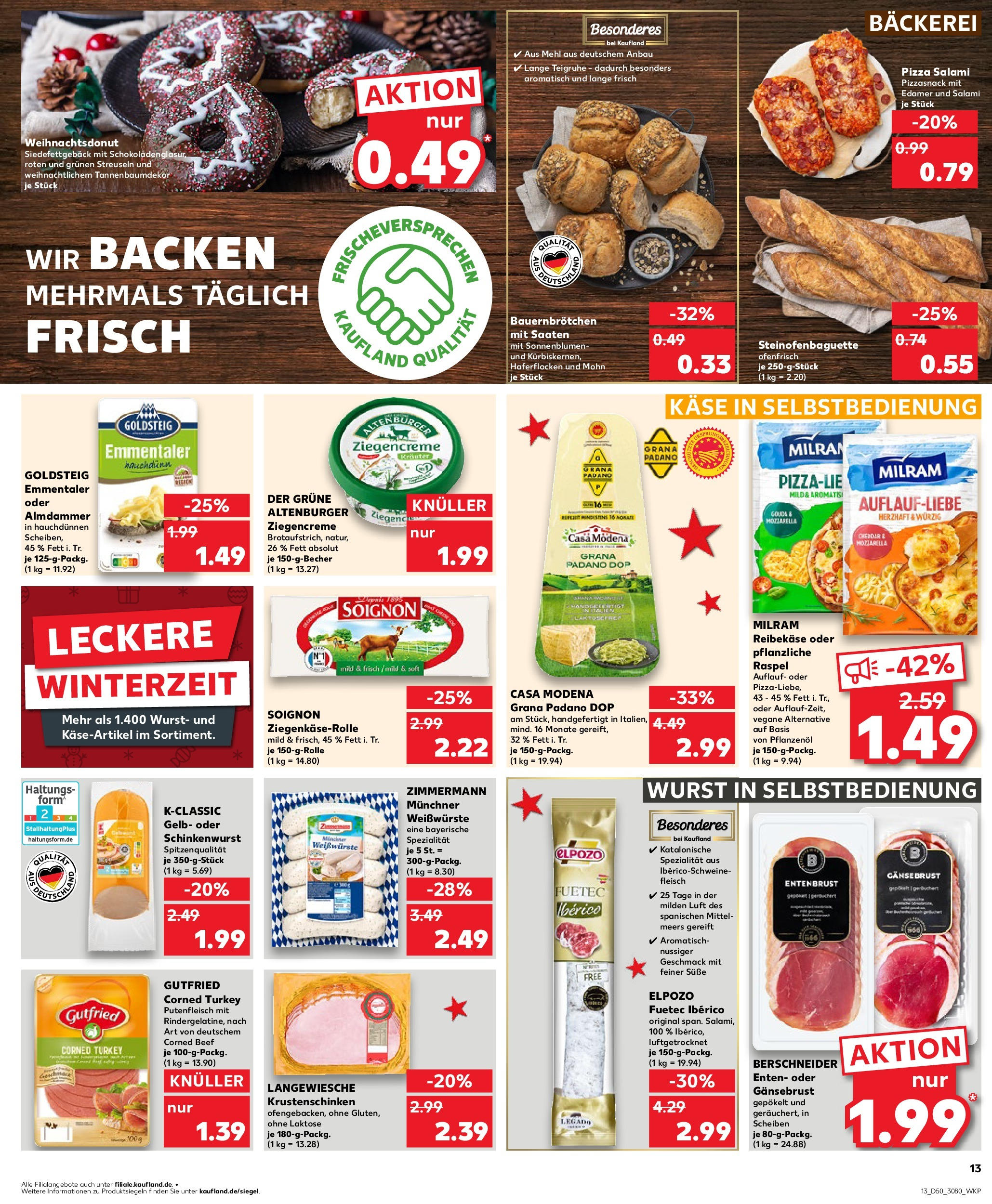 Kaufland - Kaufland: Wochenangebote (ab 11.12.2024) » Angebote Online zum Blättern | Seite: 13 | Produkte: Bäckerei, Edamer, Milram, Wurst