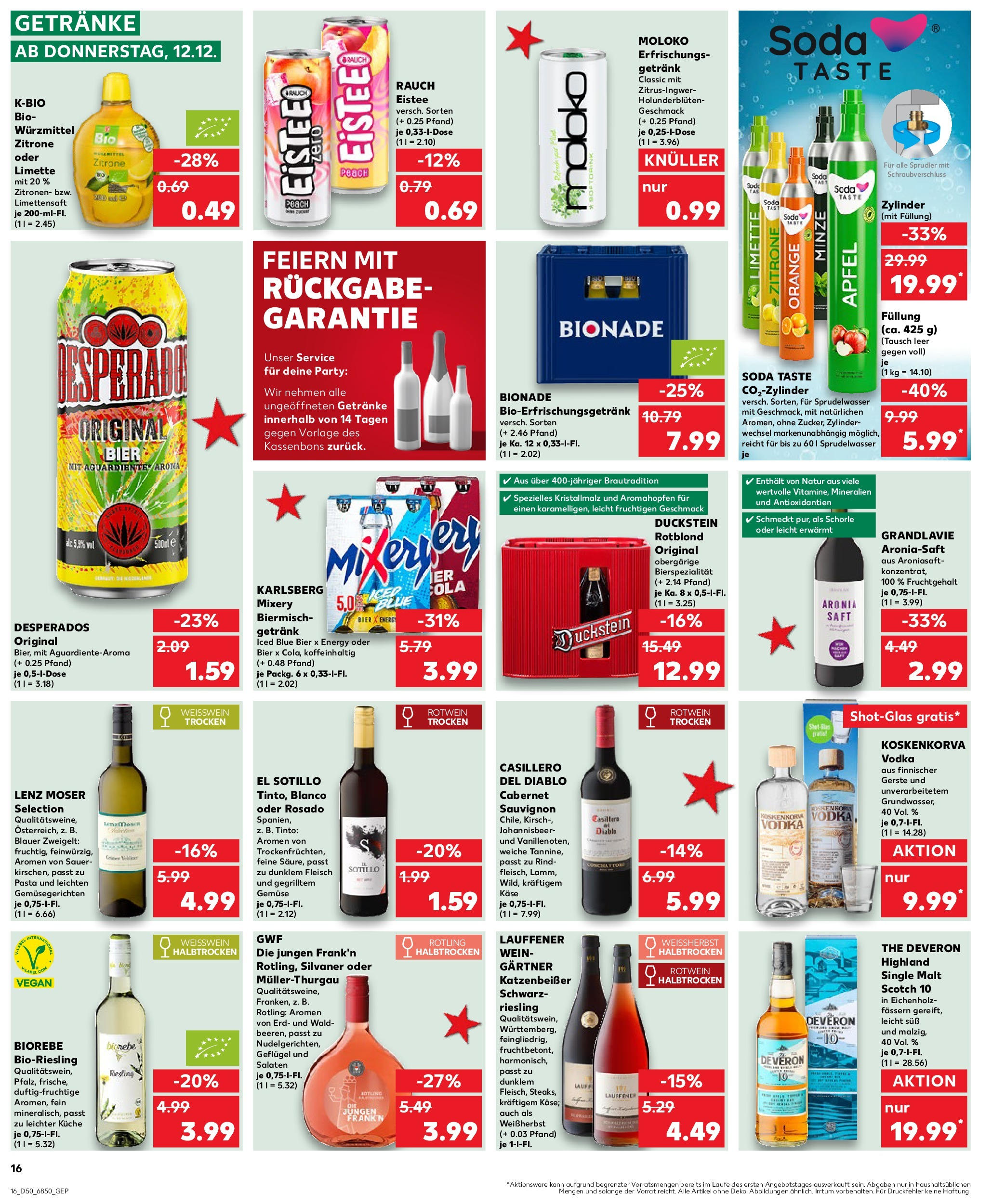 Kaufland - Kaufland: Wochenangebote (ab 11.12.2024) » Angebote Online zum Blättern | Seite: 16 | Produkte: Bier, Rotwein trocken, Rotwein halbtrocken, Gemüse