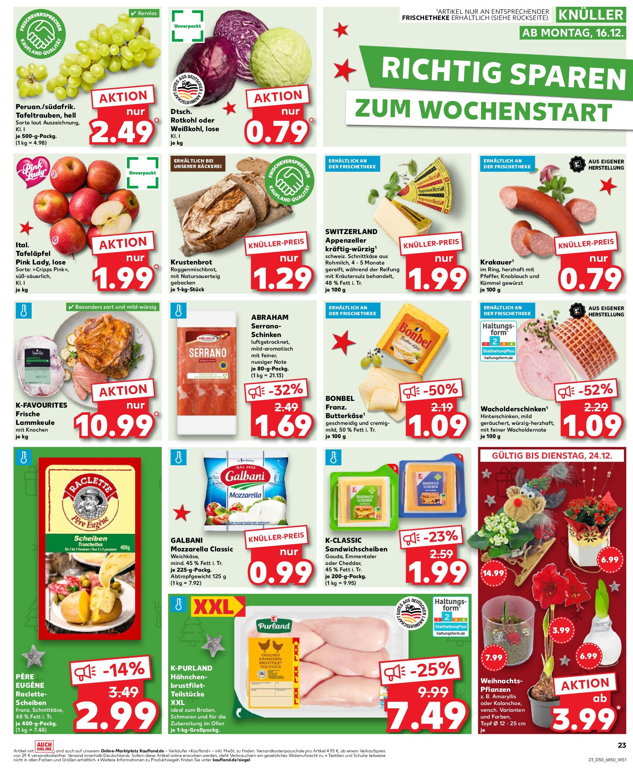 Kaufland - Kaufland: Wochenangebote (ab 11.12.2024) » Angebote Online zum Blättern | Seite: 23 | Produkte: Ofen, Lammkeule, Butter, Rotkohl