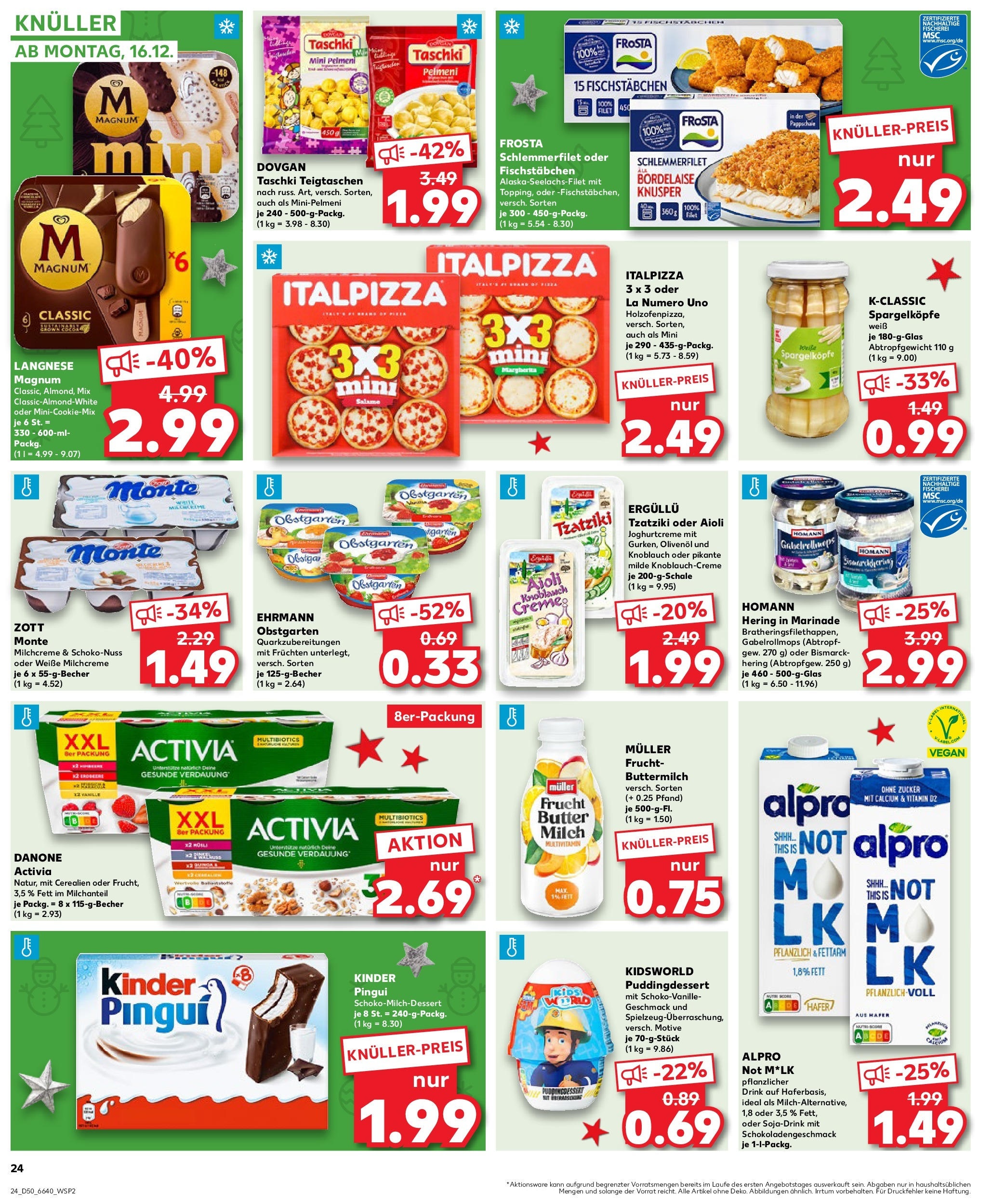 Kaufland - Kaufland: Wochenangebote (ab 11.12.2024) » Angebote Online zum Blättern | Seite: 24 | Produkte: Langnese, Butter, Zucker, Knoblauch