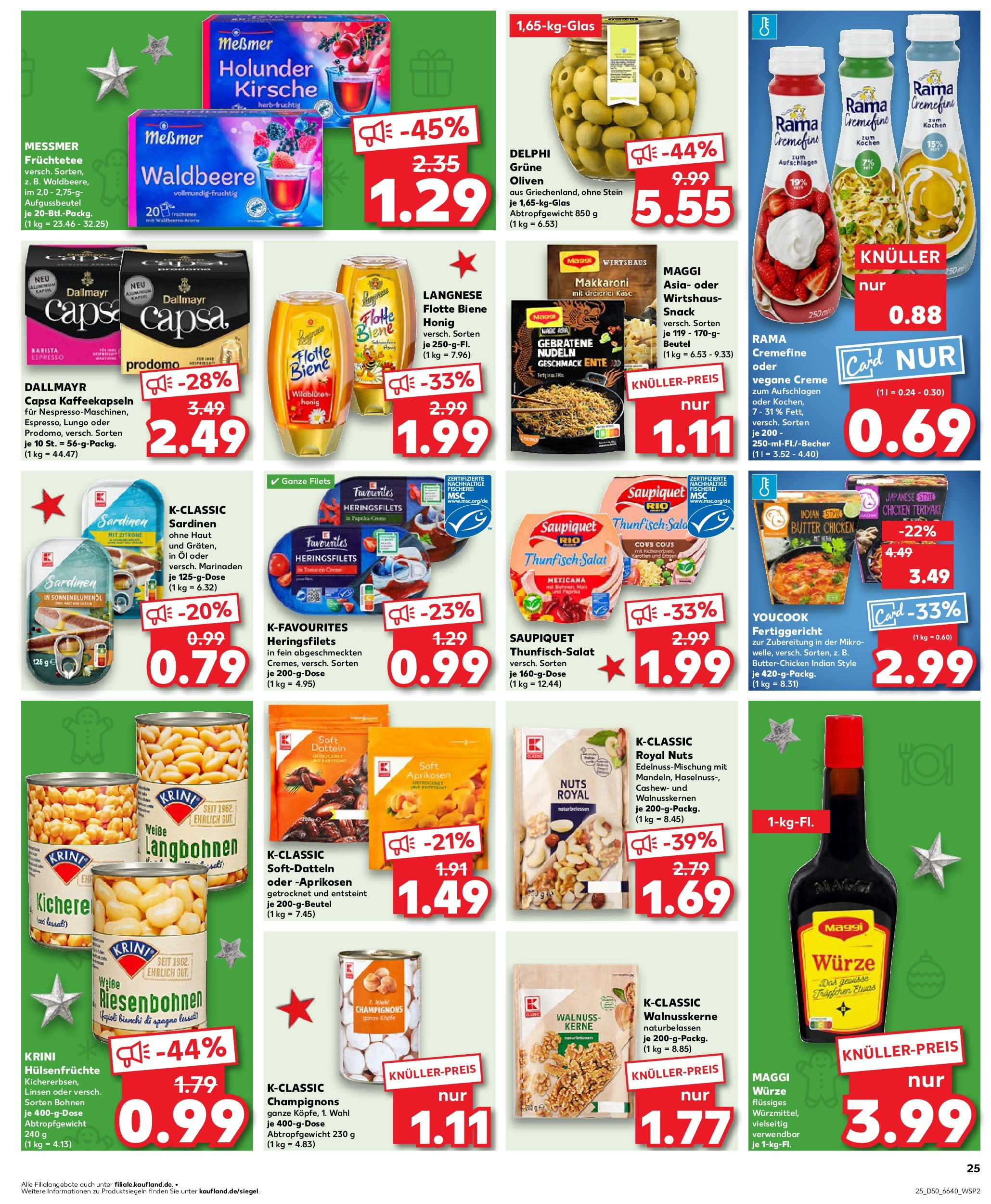 Kaufland - Kaufland: Wochenangebote (ab 11.12.2024) » Angebote Online zum Blättern | Seite: 25 | Produkte: Öl, Messmer, Rama cremefine, Nudeln