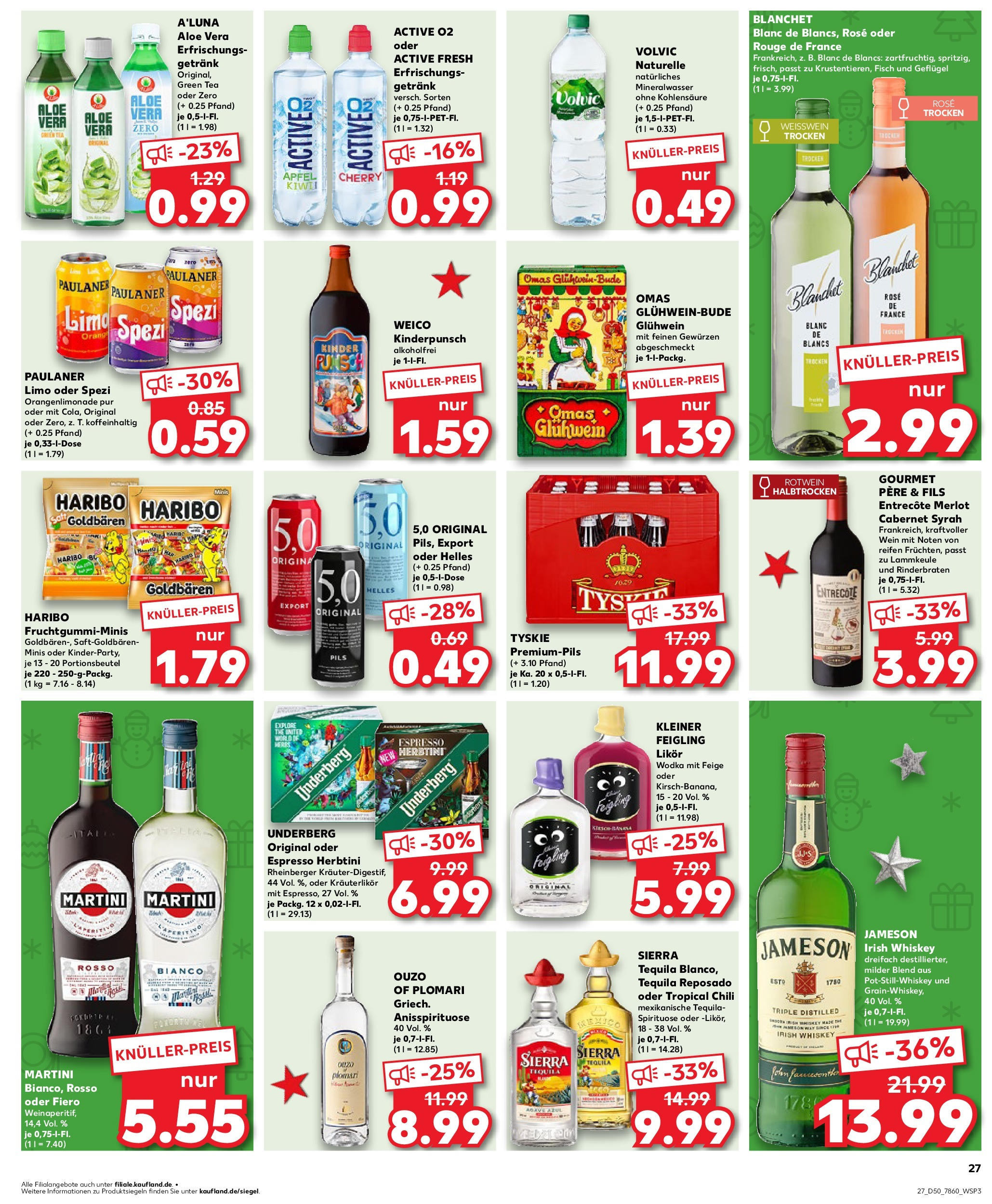 Kaufland - Kaufland: Wochenangebote (ab 11.12.2024) » Angebote Online zum Blättern | Seite: 27 | Produkte: Martini, Rinderbraten, Haribo, Whiskey