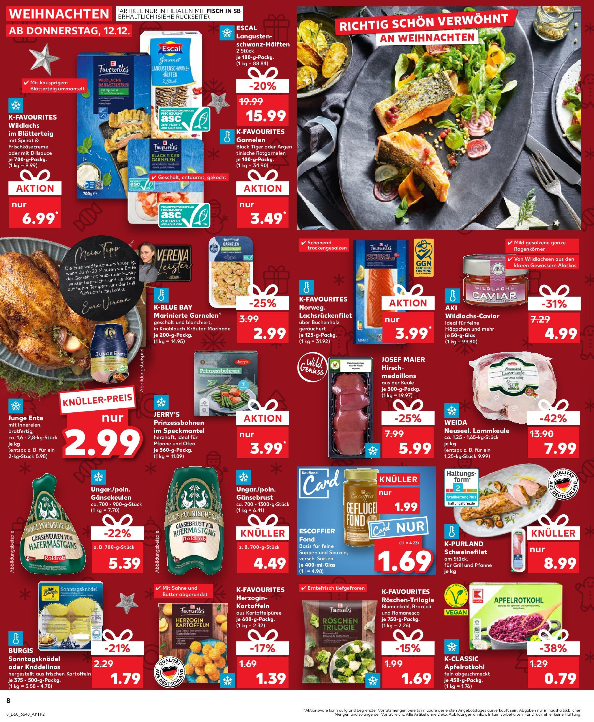 Kaufland - Kaufland: Wochenangebote (ab 11.12.2024) » Angebote Online zum Blättern | Seite: 8 | Produkte: Ofen, Fisch, Kartoffeln, Sahne