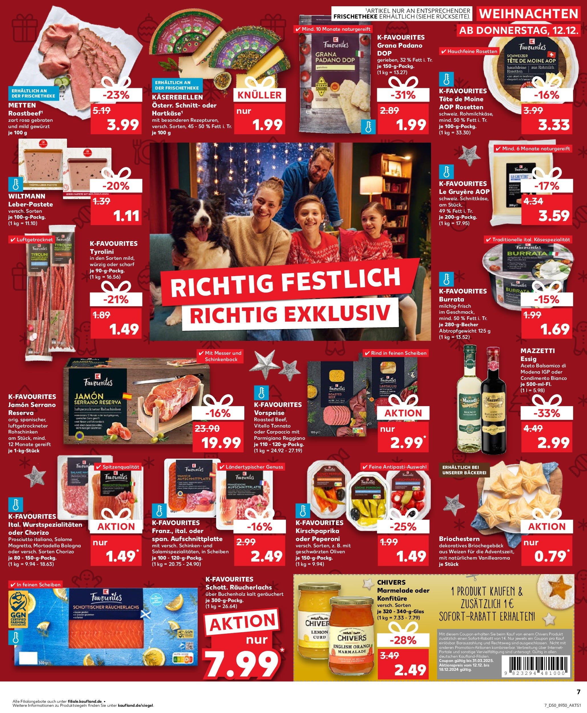 Kaufland - Kaufland: Wochenangebote (ab 11.12.2024) » Angebote Online zum Blättern | Seite: 7 | Produkte: Bäckerei, Essig, Räucherlachs, Burrata