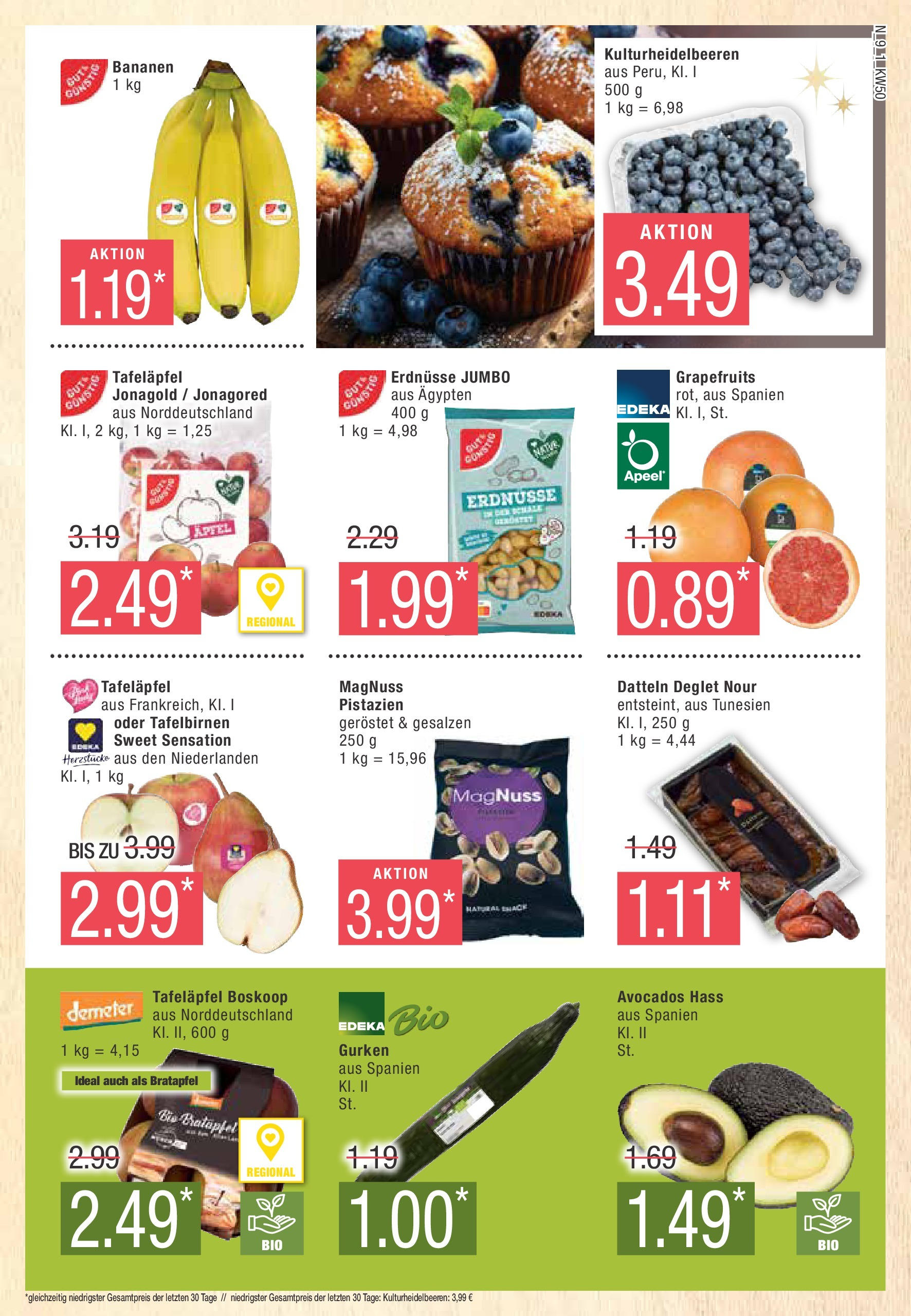 Edeka - EDEKA: Wochenangebote (ab 08.12.2024) » Angebote Online | Seite: 9 | Produkte: Erdnüsse, Äpfel, Bananen, Gurken