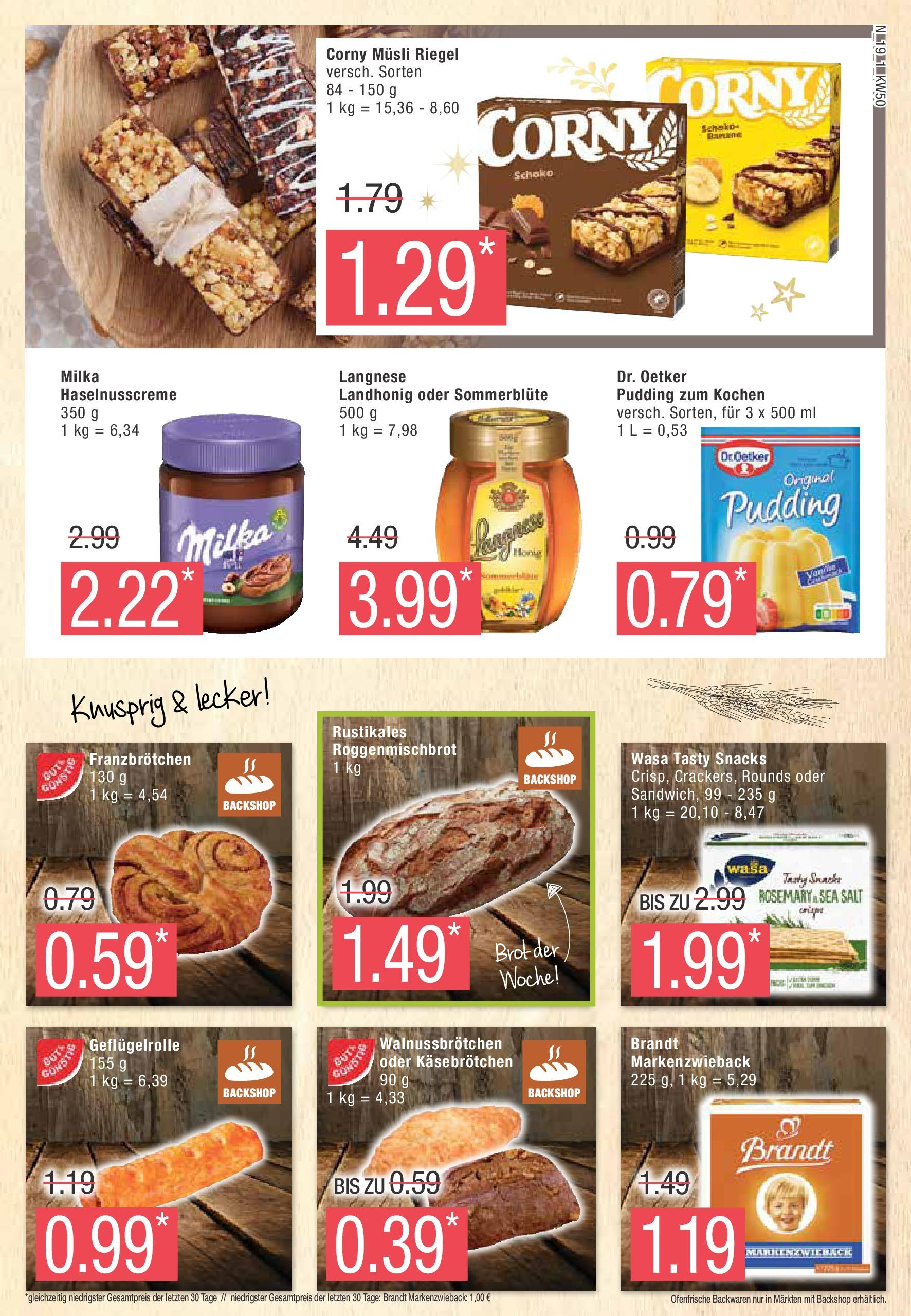 Edeka - EDEKA: Wochenangebote (ab 08.12.2024) » Angebote Online | Seite: 19 | Produkte: Musli, Langnese, Pudding, Ofenfrische