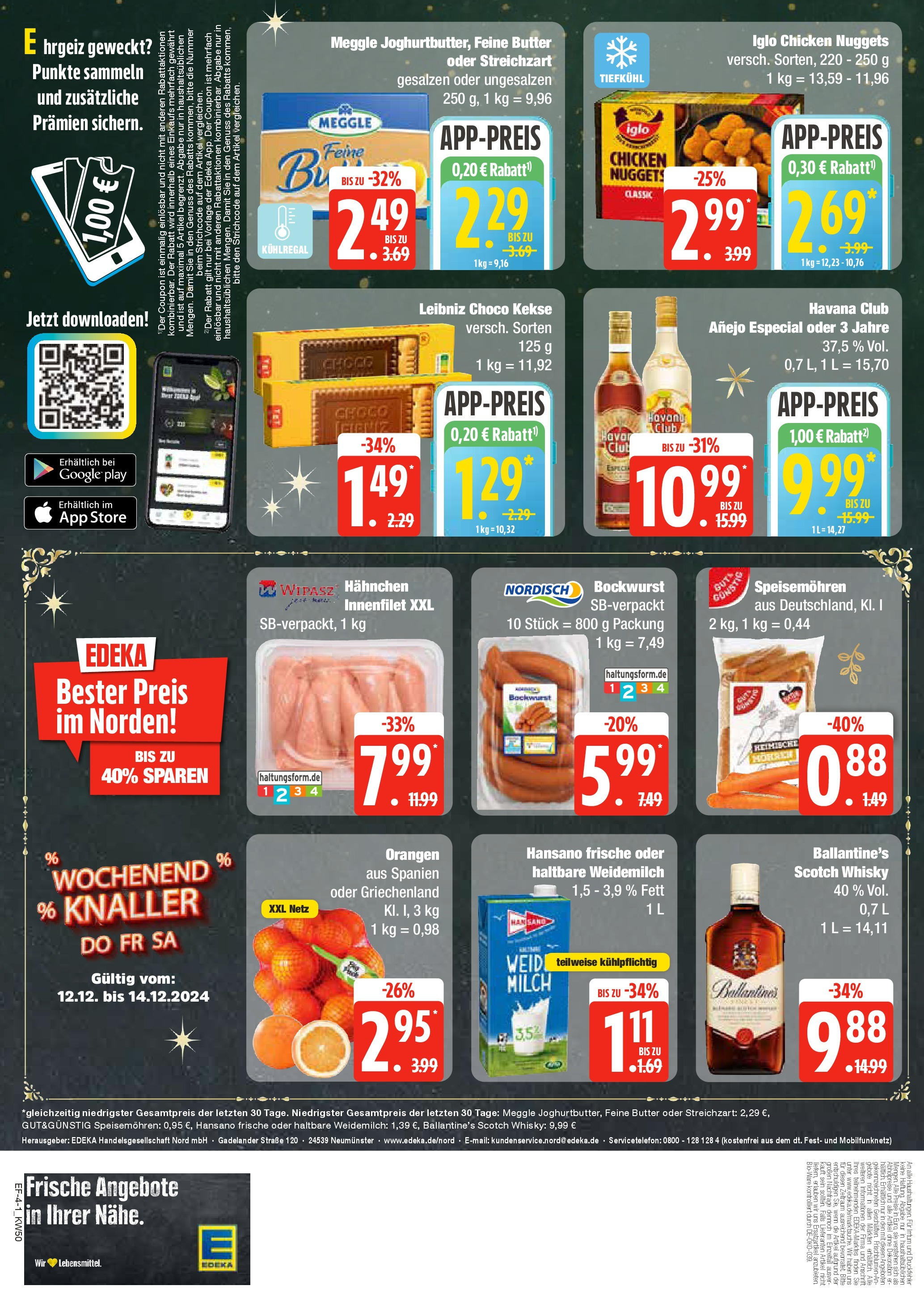 Edeka - Hamburg, Bremer Straße 31-33 (ab 09.12.2024) » Angebote Online | Seite: 4 | Produkte: Bockwurst, Butter, Orangen, Kekse