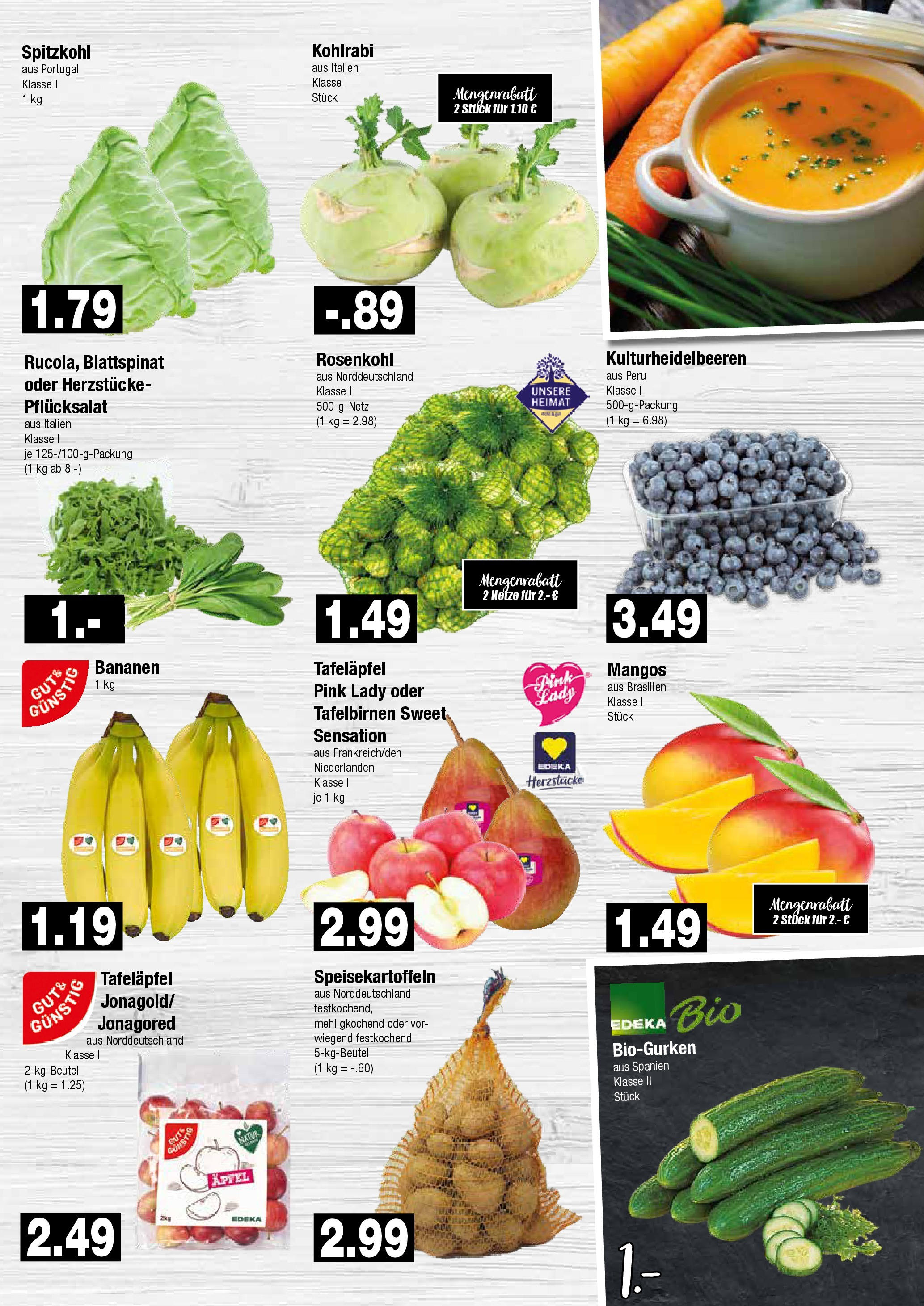 Edeka - EDEKA: Wochenangebote (ab 08.12.2024) » Angebote Online | Seite: 3 | Produkte: Kohlrabi, Äpfel, Bananen