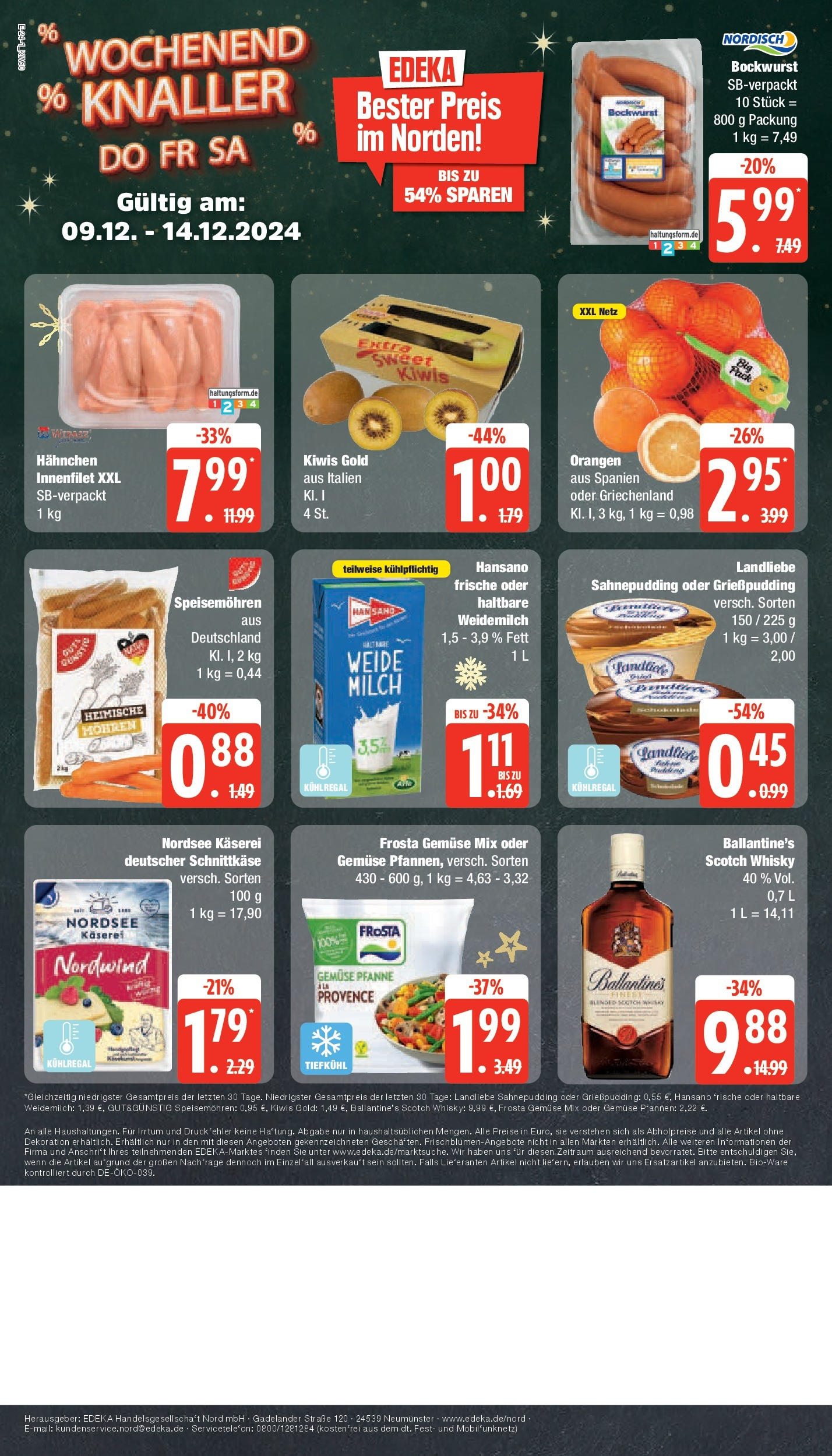 Edeka - EDEKA: Wochenangebote (ab 08.12.2024) » Angebote Online | Seite: 24 | Produkte: Bockwurst, Whisky, Hahnchen, Mohren