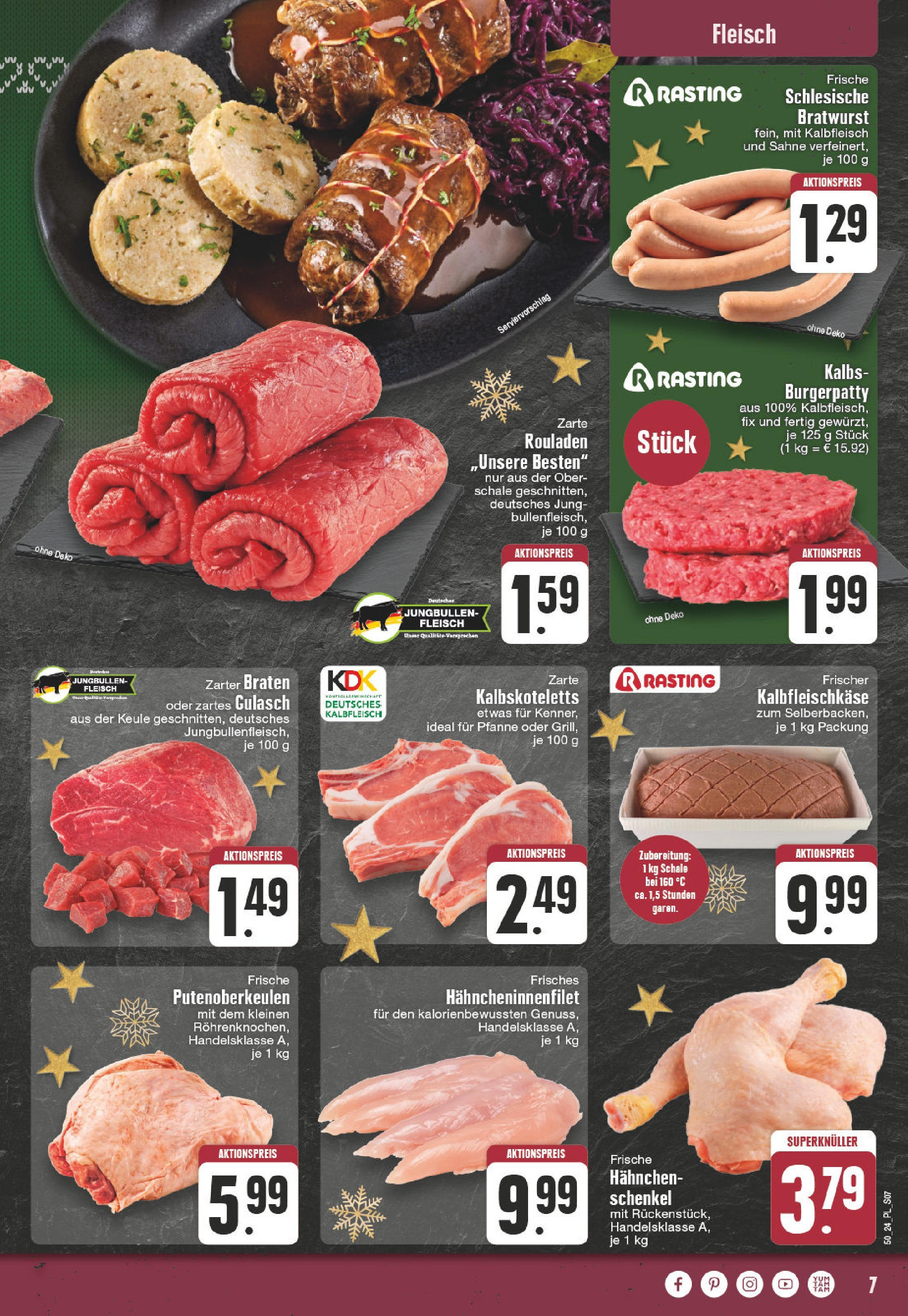 Edeka - EDEKA: Wochenangebote (ab 08.12.2024) » Angebote Online | Seite: 7 | Produkte: Hahnchen, Bratwurst, Sahne, Fleisch