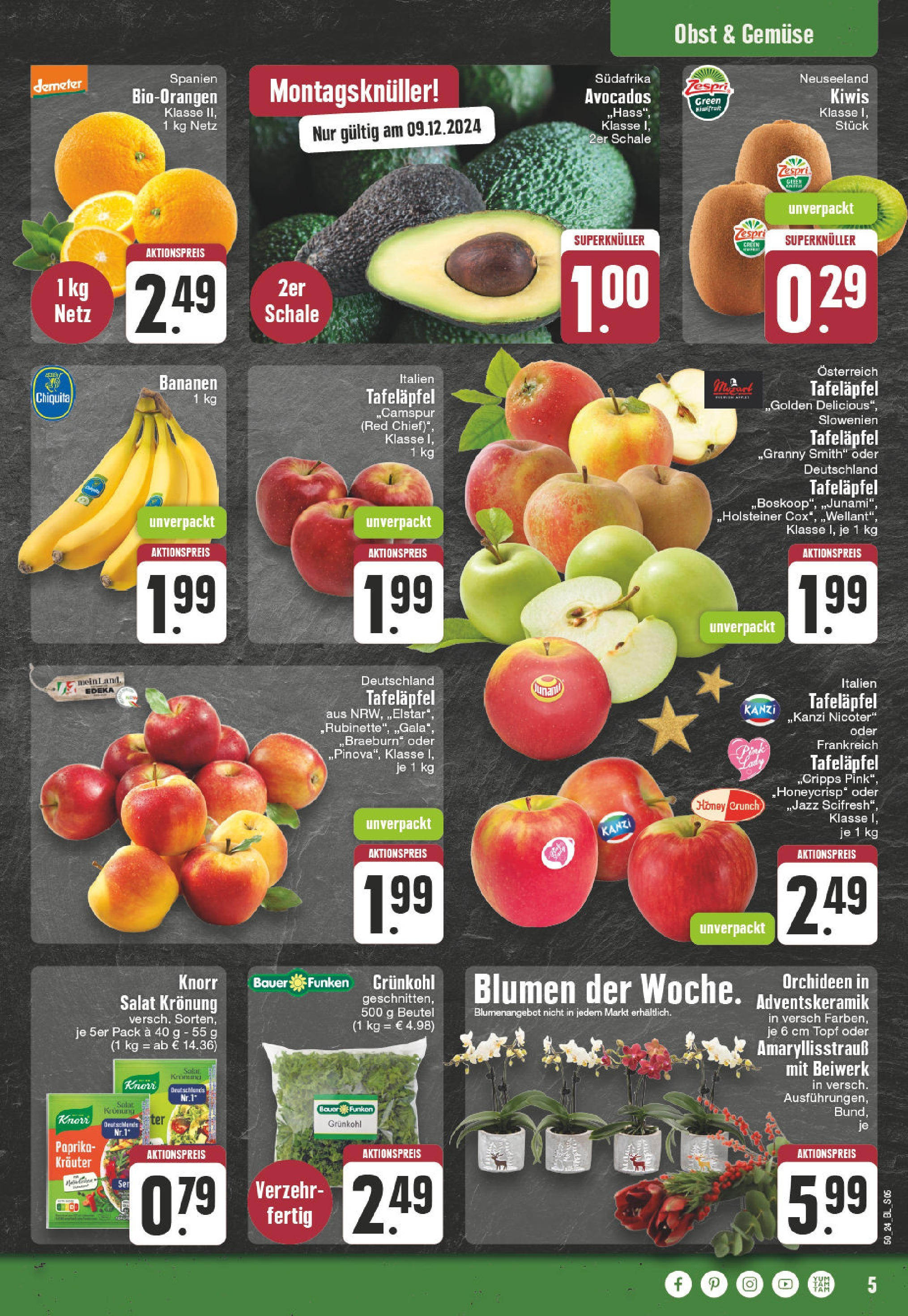 Edeka - EDEKA: Wochenangebote (ab 08.12.2024) » Angebote Online | Seite: 5 | Produkte: Blumen, Knorr, Paprika, Salat