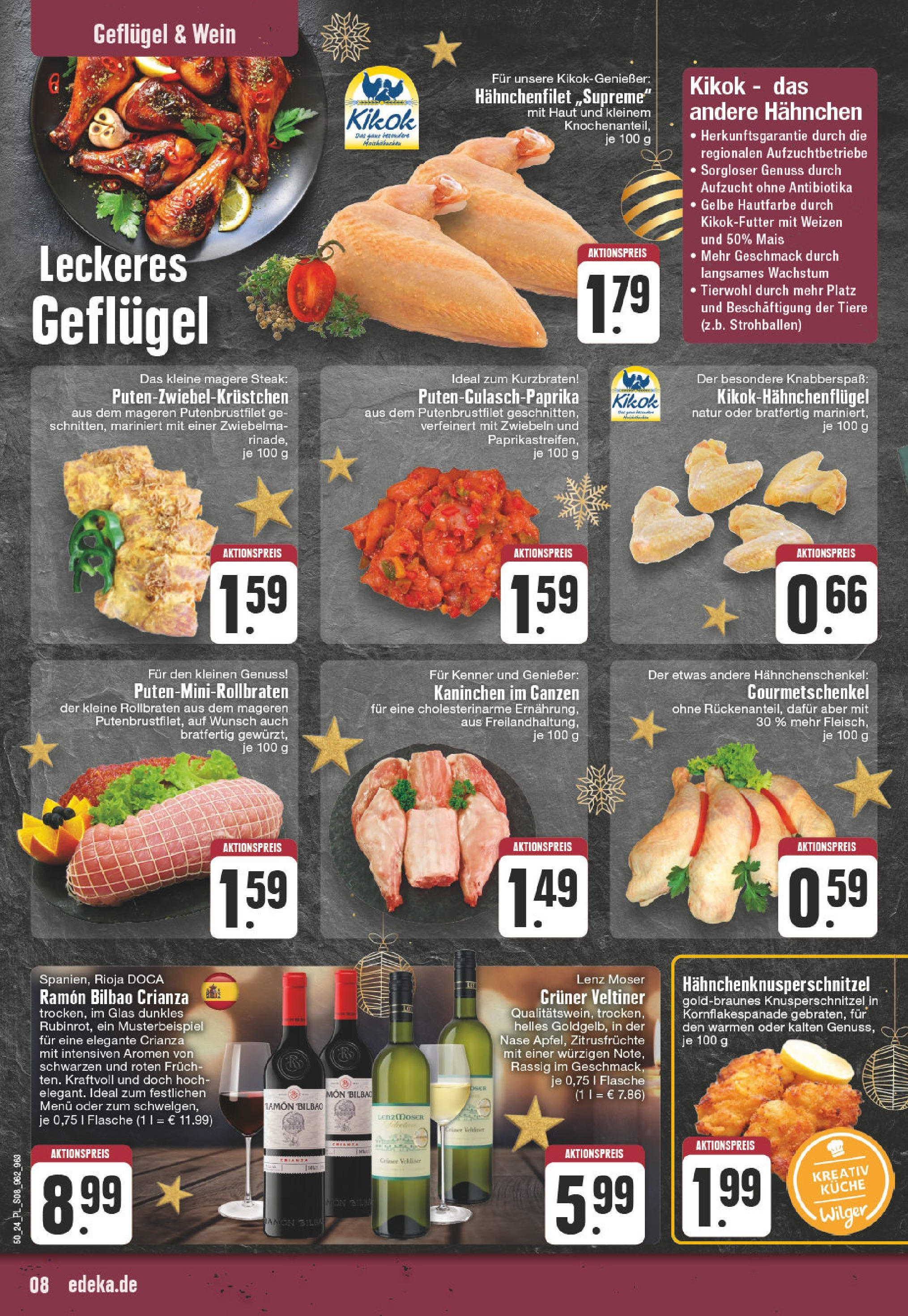 Edeka - E center: Wochenangebote (ab 08.12.2024) » Angebote Online | Seite: 8 | Produkte: Hahnchen, Kaninchen, Küche, Steak