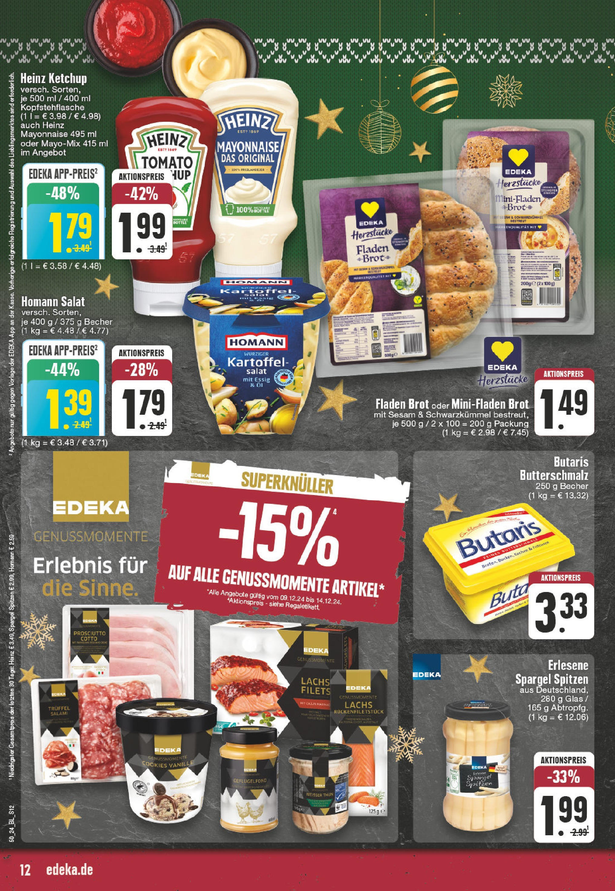 Edeka - EDEKA: Wochenangebote (ab 08.12.2024) » Angebote Online | Seite: 12 | Produkte: Heinz ketchup, Mayonnaise, Brot, Salat