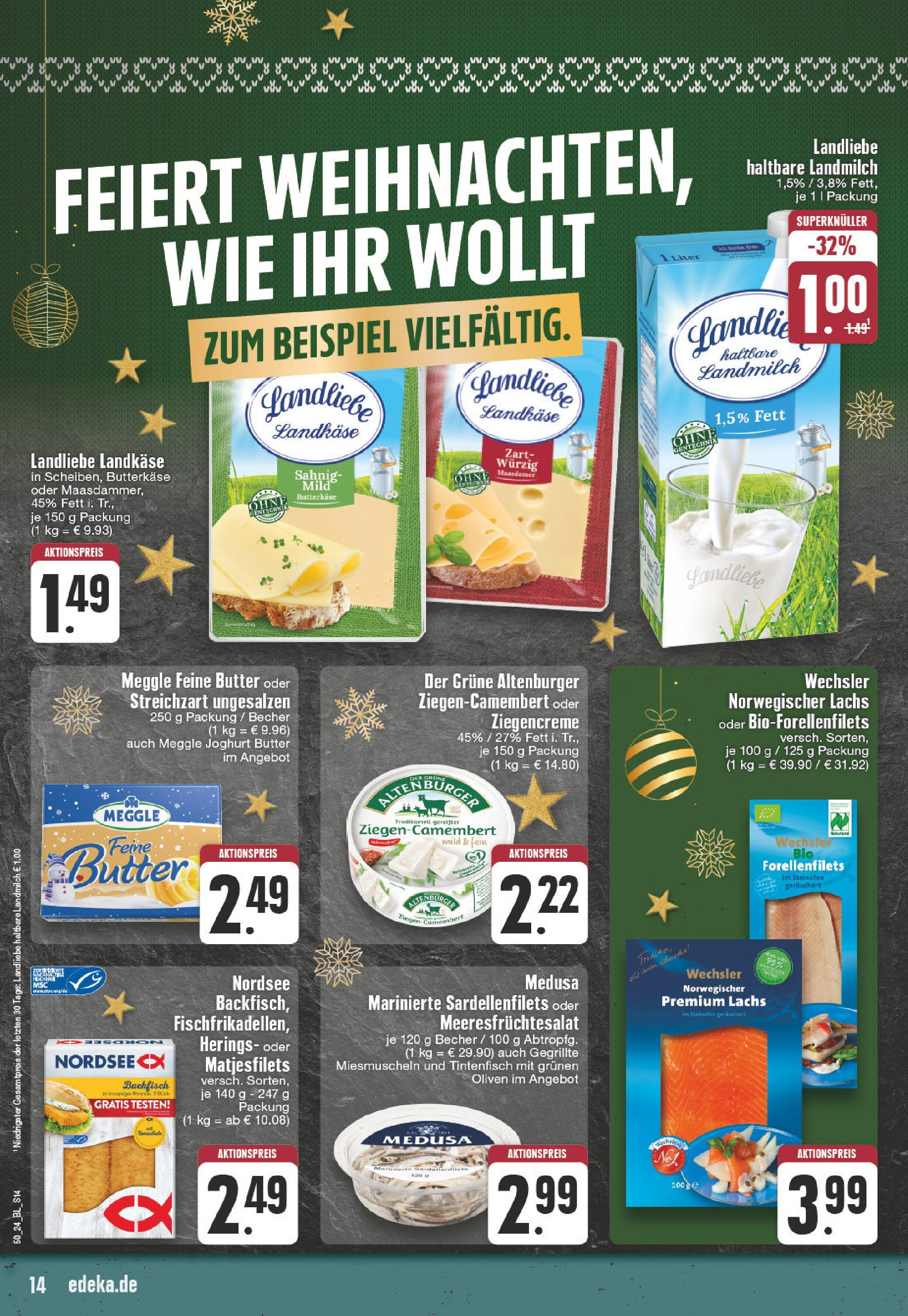 Edeka - EDEKA: Wochenangebote (ab 08.12.2024) » Angebote Online | Seite: 14 | Produkte: Butter, Joghurt, Tintenfisch, Lachs