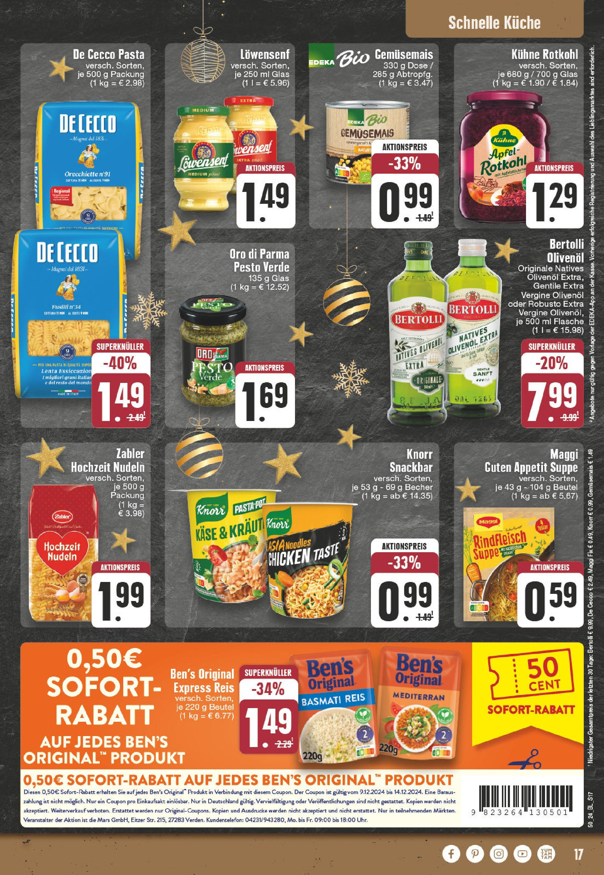 Edeka - EDEKA: Wochenangebote (ab 08.12.2024) » Angebote Online | Seite: 17 | Produkte: Rotkohl, Küche, Mars, Pasta