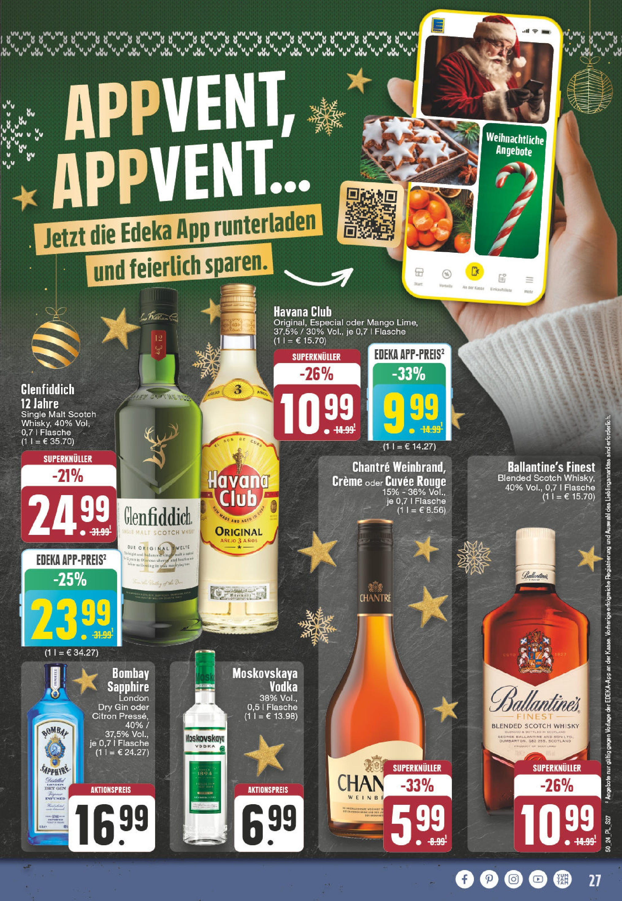 Edeka - EDEKA: Wochenangebote (ab 08.12.2024) » Angebote Online | Seite: 27 | Produkte: Havana club, Whisky, Rouge, Creme