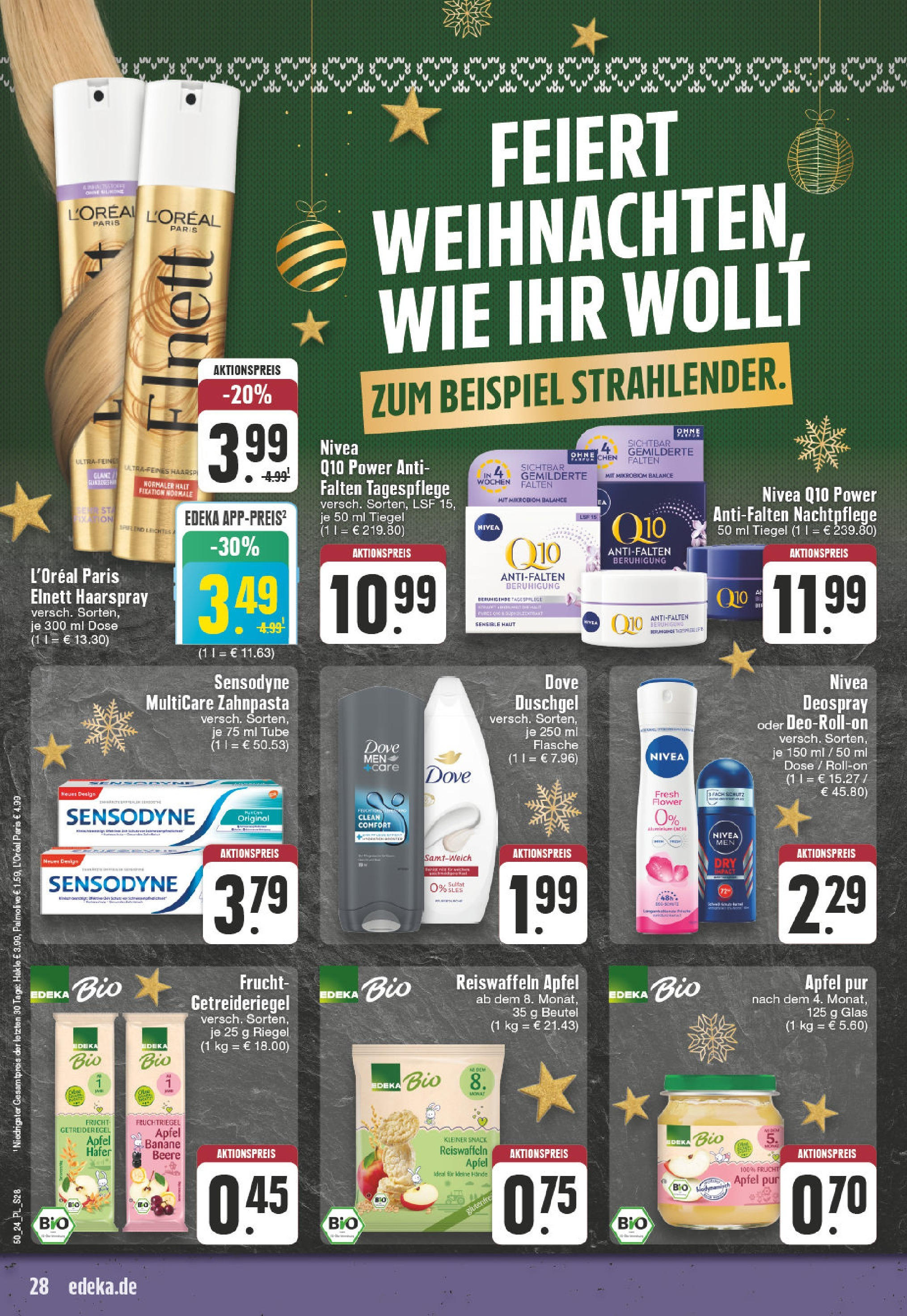 Edeka - EDEKA: Wochenangebote (ab 08.12.2024) » Angebote Online | Seite: 28 | Produkte: Äpfel, Haarspray, Duschgel, Deospray