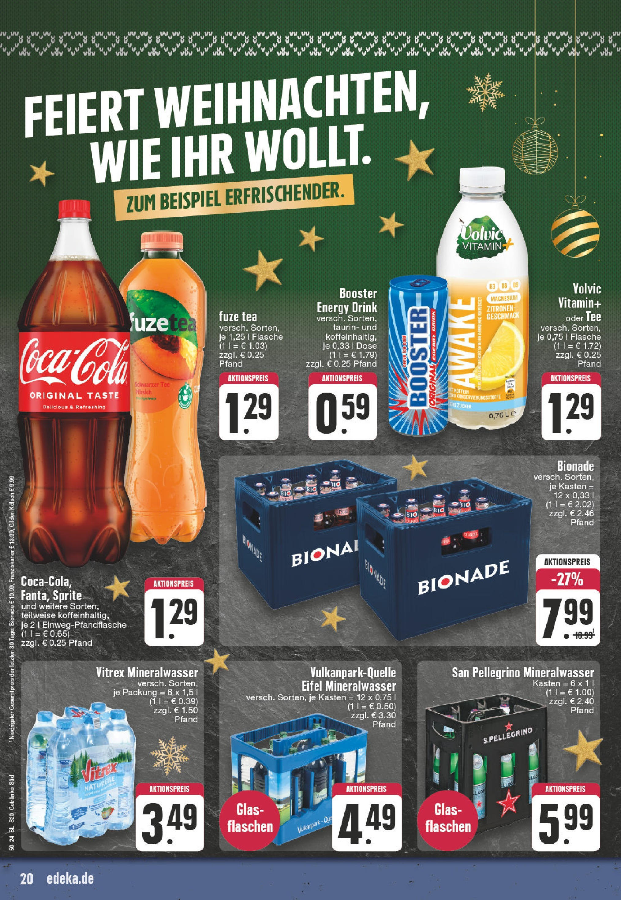 Edeka - EDEKA: Wochenangebote (ab 08.12.2024) » Angebote Online | Seite: 20 | Produkte: Franziskaner, Energy, Mineralwasser, Volvic